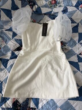 French connection whisper Puff-Sleeve organza Mini Dress size 4